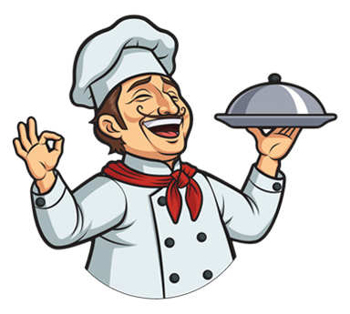 Smiling chef presenting a dish